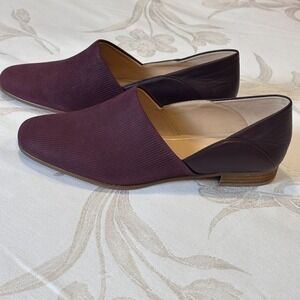 Clarks Size-9‎ 1/2 M Leather & Suede Slip On Shoes Pure Tone Burgundy